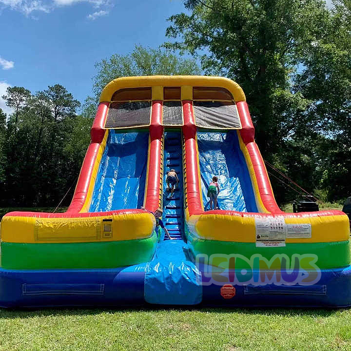 Commercial inflatable dry slide 18ft 20ft double lane slides inflatable house water slide for kids adults with blower