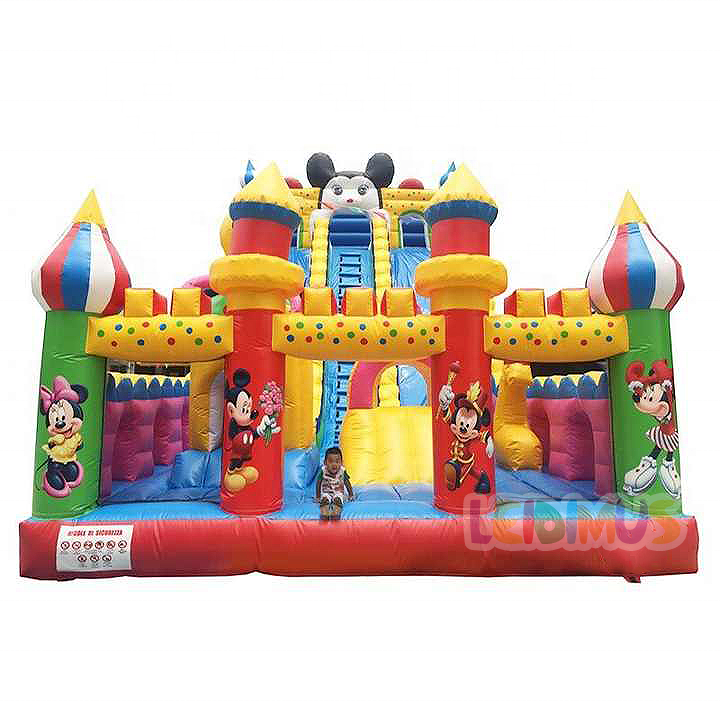 High quality Mickey theme amusement park inflatable bouncer obstacle course, jumping bouncy playground, Inflatable Bouncy Slide