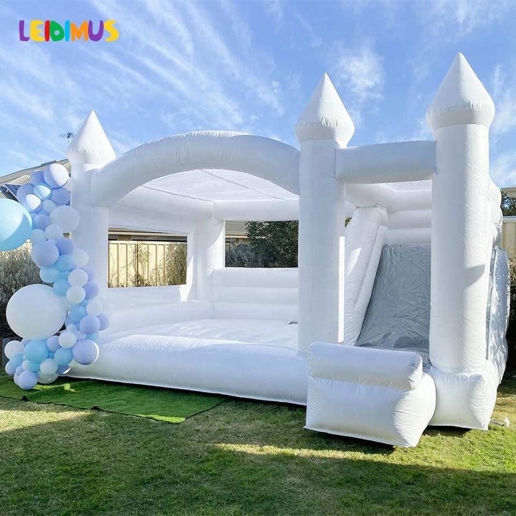 Commercial Party rental white bounce house with ball pit Wedding Bouncer inflatable castle water slide pool