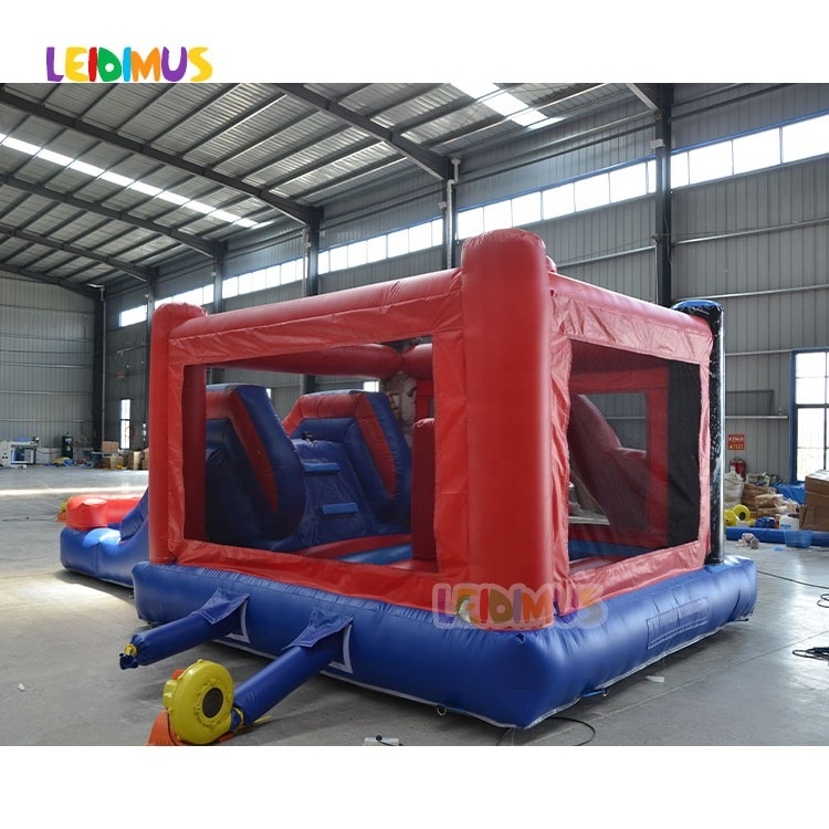 Commercial Spiderman Bounce House With Slide kids Bouncy Jumping Gaming Bounce Spider Man Inflatable bouncer Castle Slide