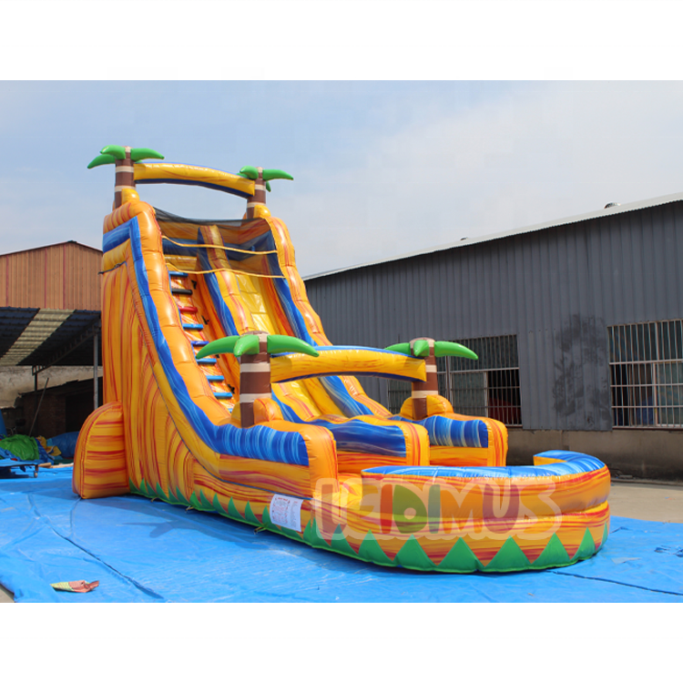 Commercial colorful theme inflatable water slides outdoor inflatable playground water slide PVC inflatable big jumping slide