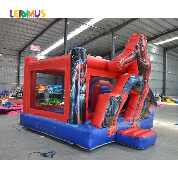 Commercial Spiderman Bounce House With Slide kids Bouncy Jumping Gaming Bounce Spider Man Inflatable bouncer Castle Slide