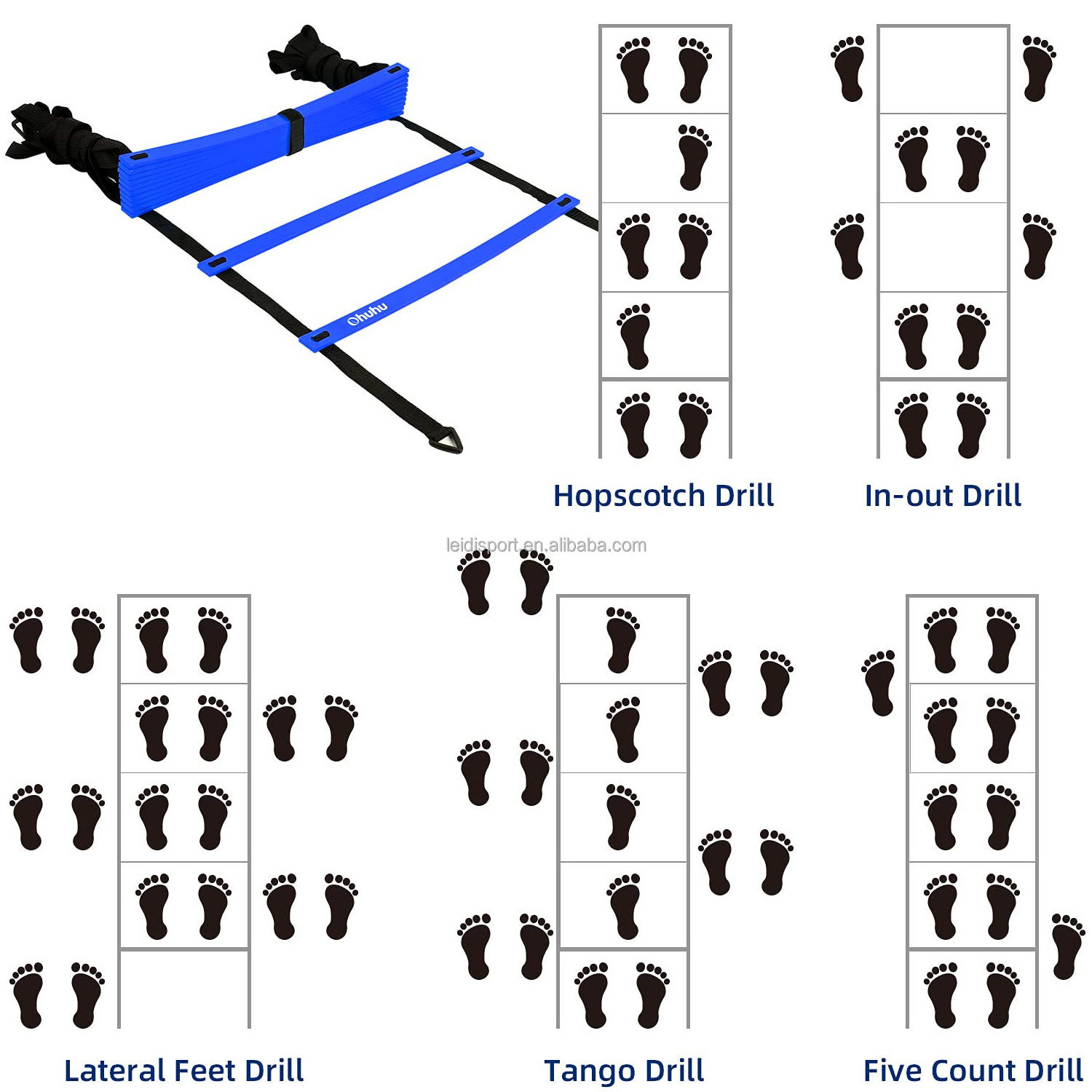 Football Soccer Sport Speed Agility Ladder Training Equipment Agility Training Set With 15 Feet Agility Rungs