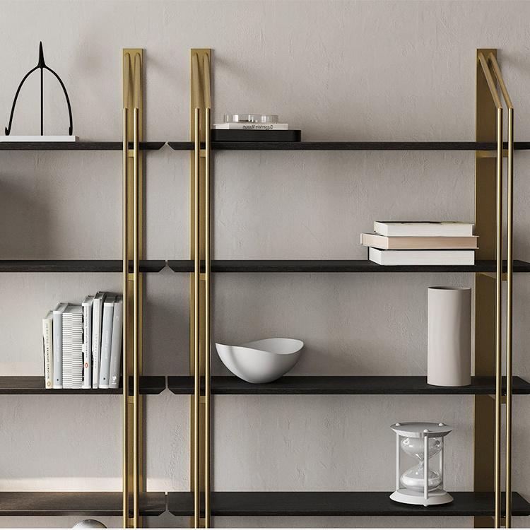 Luxury Contemporary Bookshelf Creative Golden Stainless Steel Design Bookcase