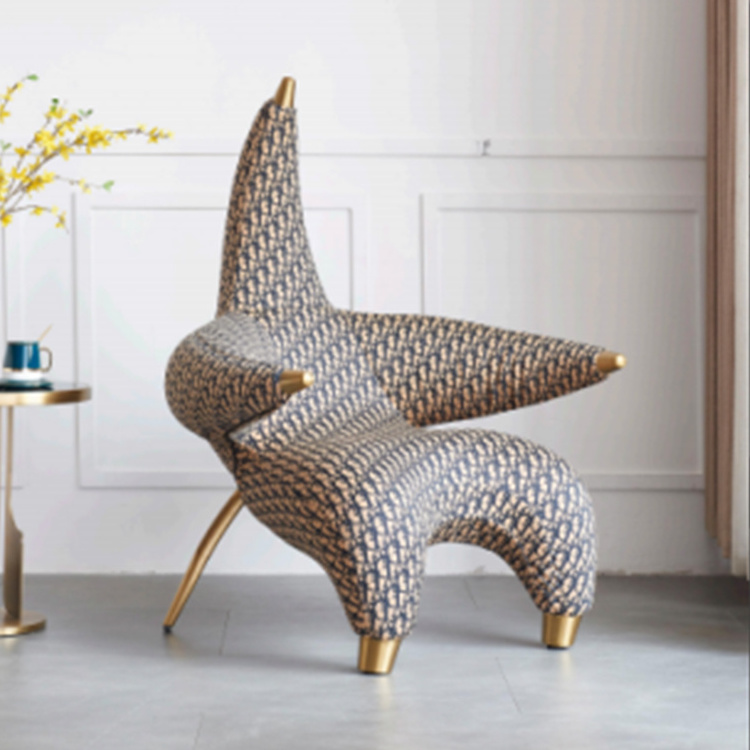 Star shape leisure chair for meeting velvet tufted arm chair for living room furniture