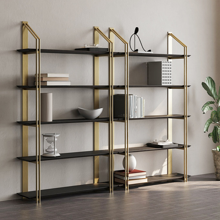 Luxury Contemporary Bookshelf Creative Golden Stainless Steel Design Bookcase