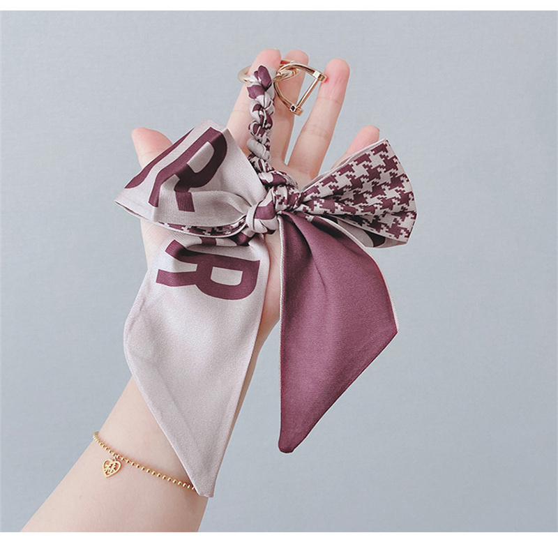 Girls Bowknot Silk Key chain Car Key ring Purse Pendant Handbag Bag Key Chain Accessories