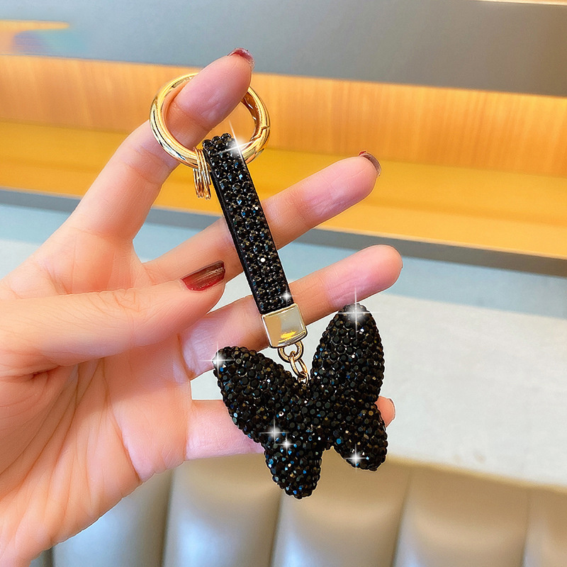 Glitter Bling Crystal Rhinestone Butterfly Key Chains Customized Coin Promotional Keychains