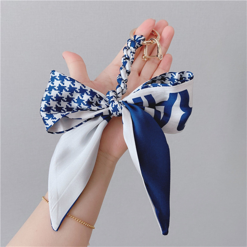 Girls Bowknot Silk Key chain Car Key ring Purse Pendant Handbag Bag Key Chain Accessories