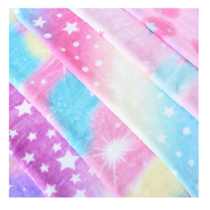 Printed starry sky unicorn double sided Luminous  Glow In The Dark Flannel Fabric For Blanket