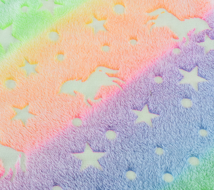 Printed starry sky unicorn double sided Luminous Glow In The Dark Flannel Fabric