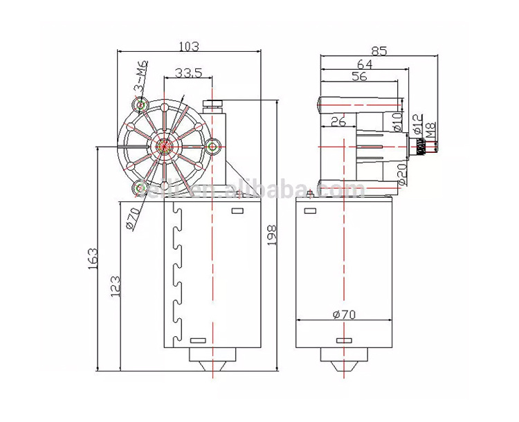 City Bus Excavator Glass Window Vehicle High Rpm Dc Electric Wiper Motor