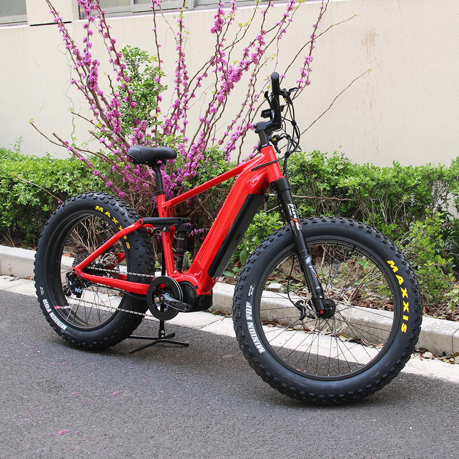 High speed powerful beach cruiser 48v 1000w mid drive fat tire mountain electric bike e bicycle ebike for adults