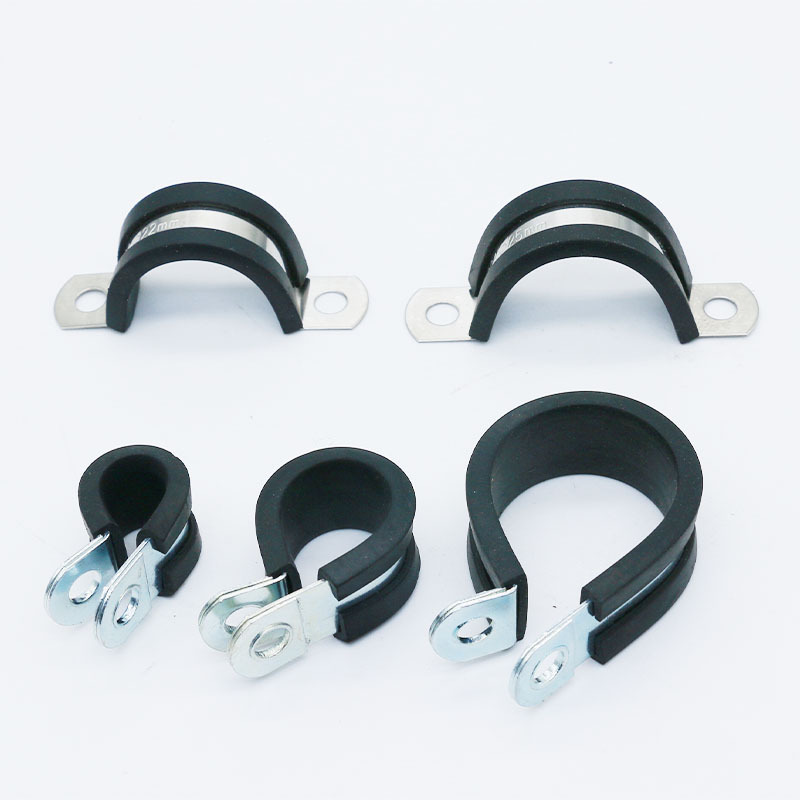 304 Stainless Steel Rubber Lined P Clips R-Type Pipe Clampcable Mounting Hose Pipe Clamp Hose Clamp Fixed Clamp Pipe Bracket