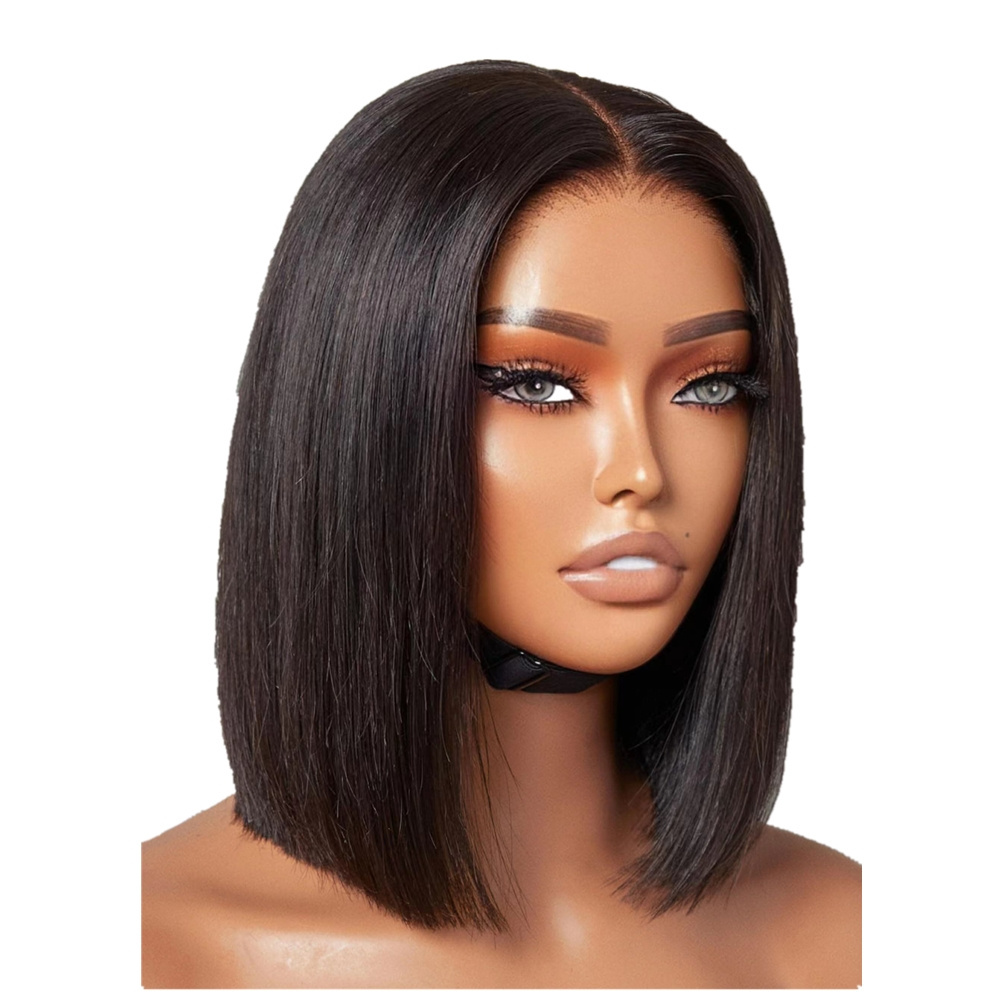 Glueless Short Bob Wig,10 To 14 Inch 100% Real Human Hair Raw Straight Bob Wig for Black Women