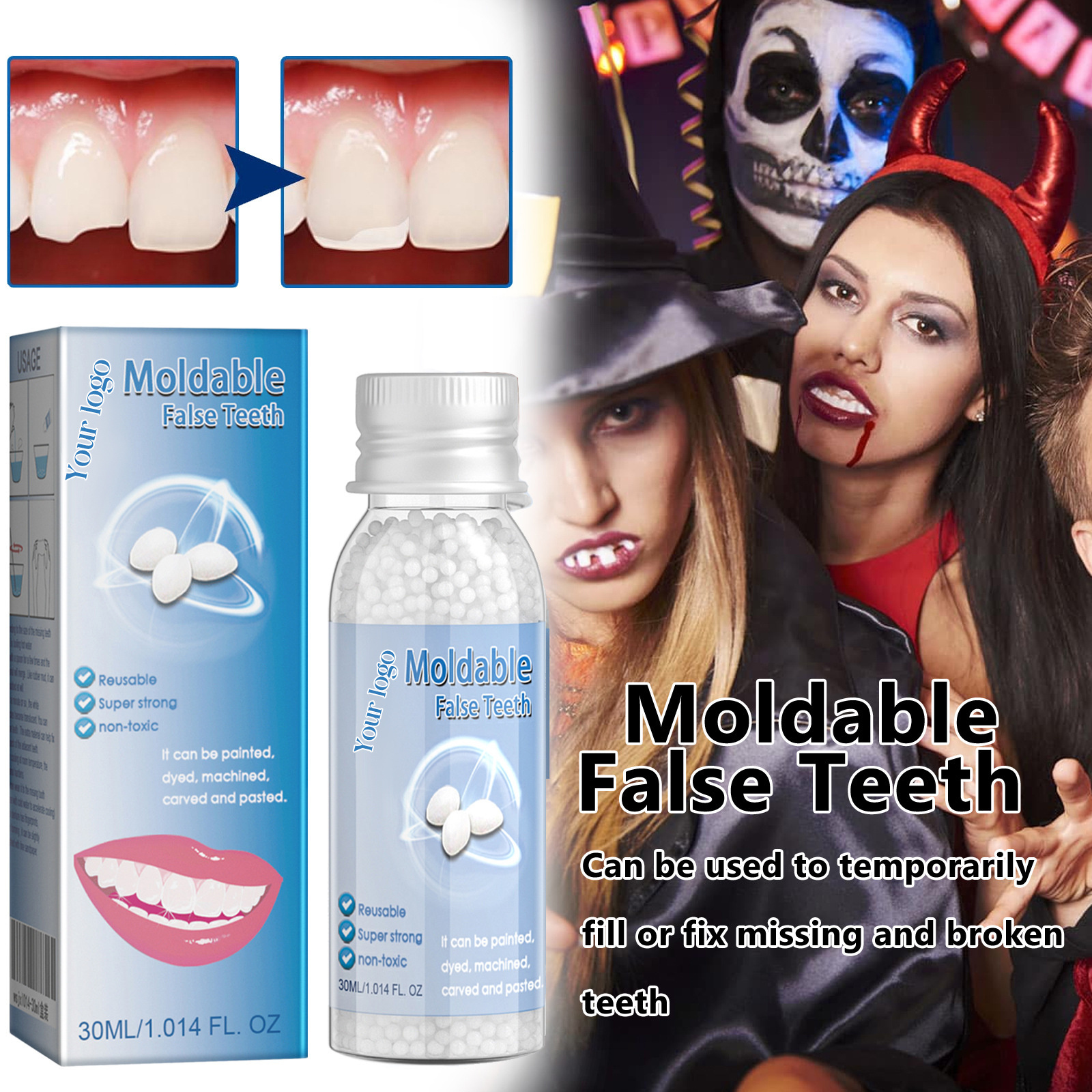 DIY HOT melt Dentures repair glue teeth repair kit party temporary denture modification tooth gap filling reusable