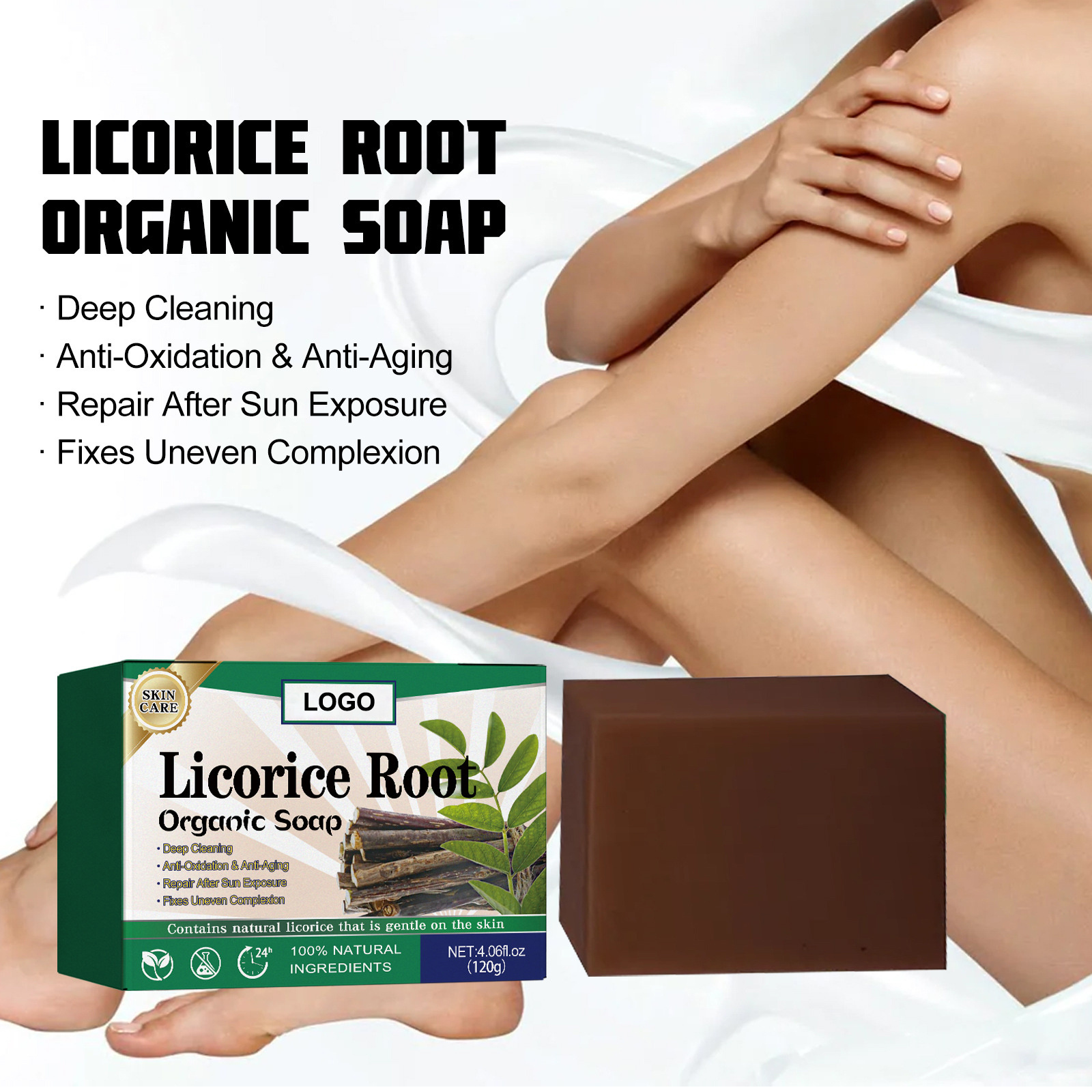 Private Label Natural Organic Pure Natural Licorice Root Handmade Exfoliating Whitening Soap