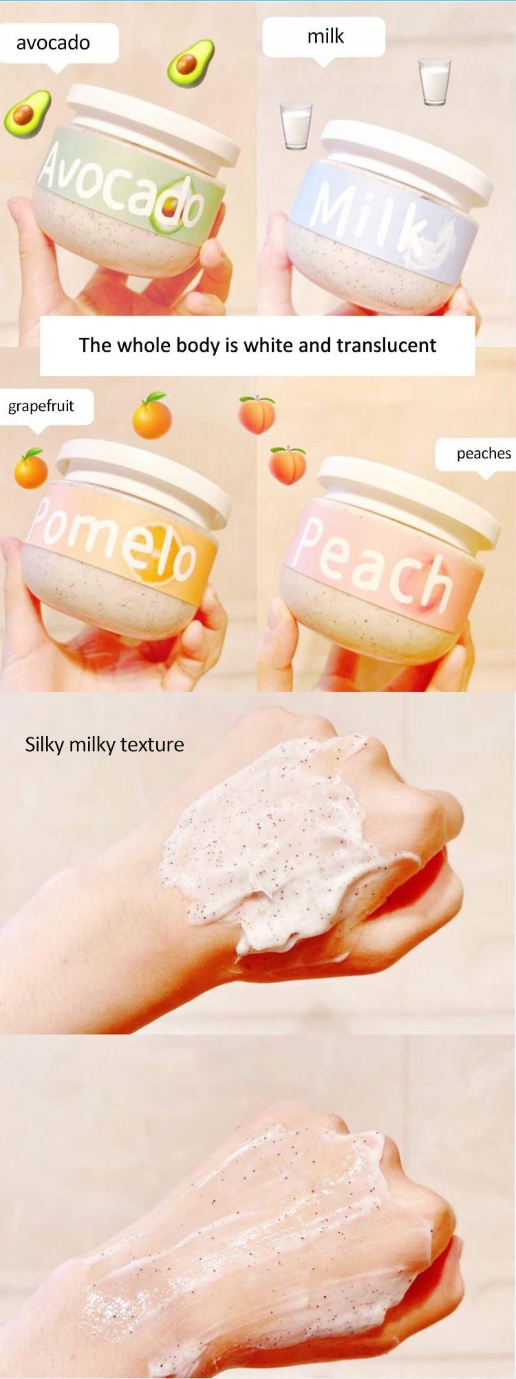 Custom Logo Exfoliating whitening Arrival Skin Care SPA Whitening Moisturizing Fruit Scent Body Scrub