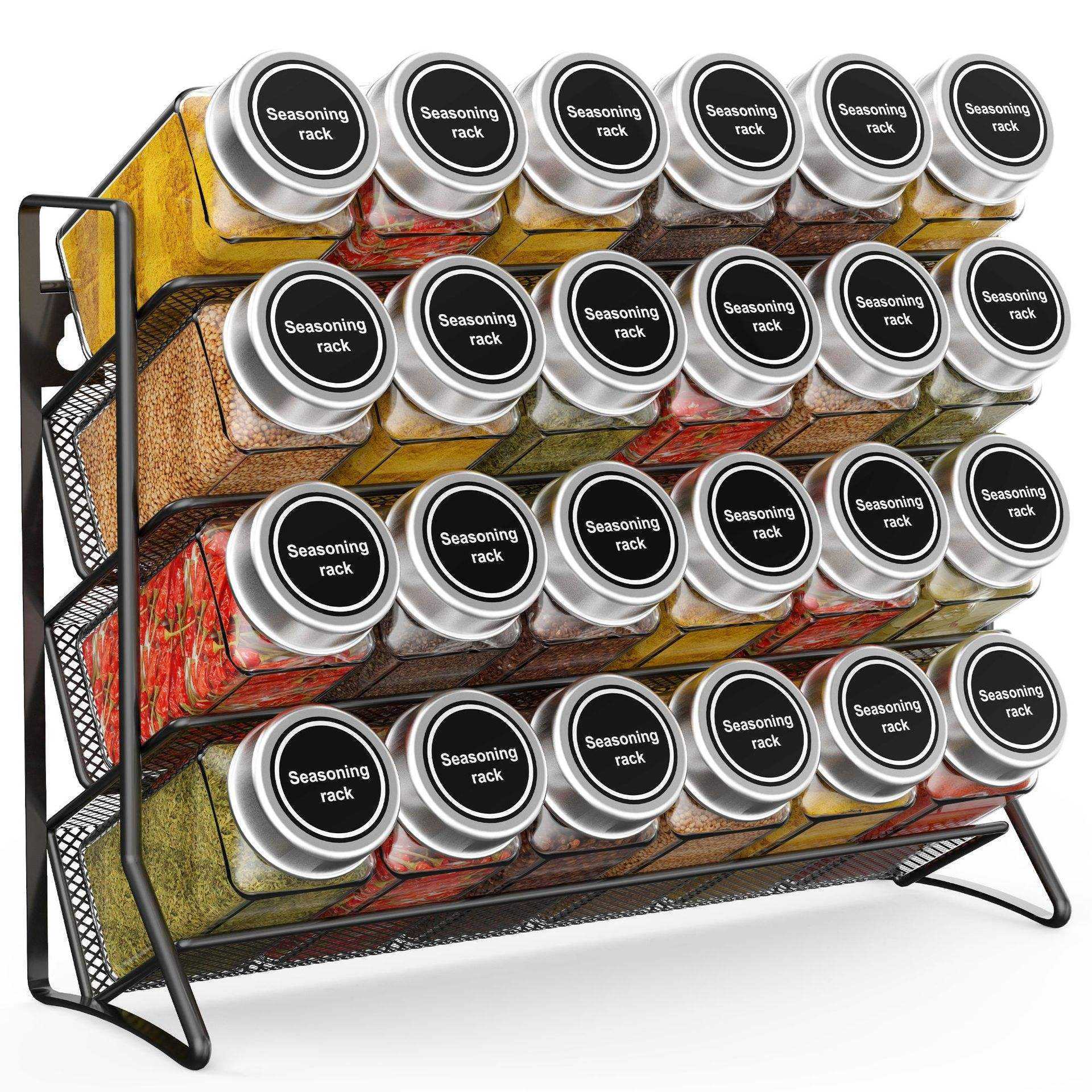 Hot Selling Kitchen Counter-top Wall Mount Spice Rack Storage Cabinet Shelf Four Layers