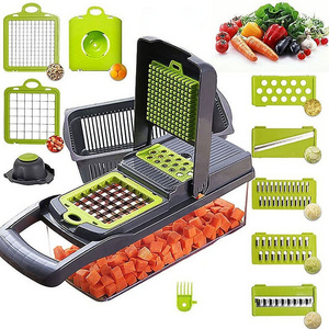 Hot selling Kitchen tools multifunctional 12 In 1 manual mandoline food fruit vegetable cutter chopper onion veggie slicer dicer