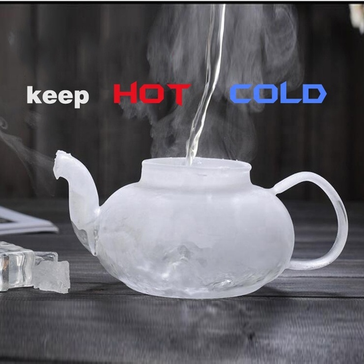 Handmade High Borosilicate 600ml Clear Portable Glass Tea Cup Sets  with Tea Warmer Lead Free Custom Glass Tea Pot with Infuser