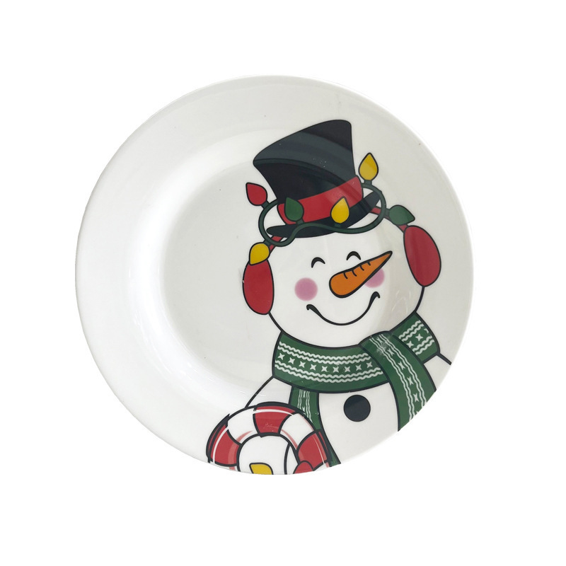 Christmas Theme Restaurant Hotel Holiday European Steak Pasta Cake Plain Ceramic Plate 8 Inch