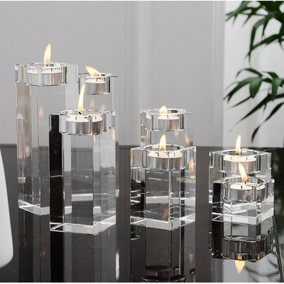 Europe Luxury Crystal Candle Holders Stand Wedding Home Decor Candlestick Table Centerpieces