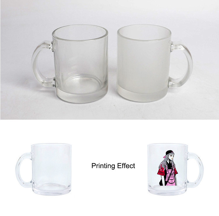 DIY Sublimation Blank Crystal Transparent Coffee Mugs Glass Wine Beer Mug for Sublimation 11oz Custom Tea Cup with Handle