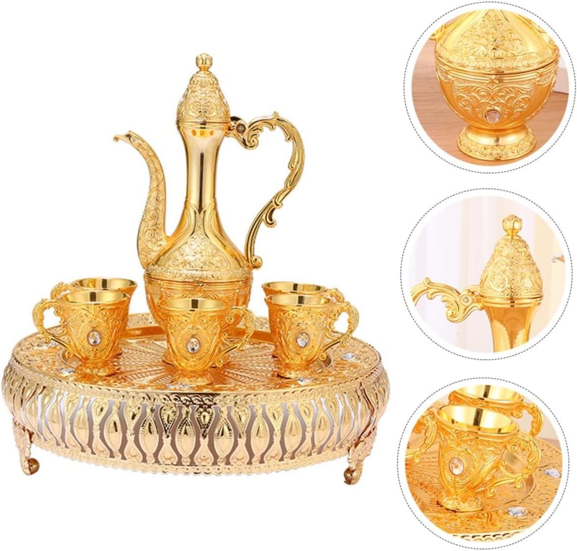 Ramadan Kareem Turkish Tea Arab Style Promotional Products Home Decoration Golden Cast Iron Coffee Teapot Set