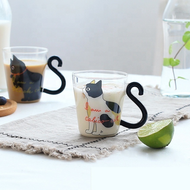 wholesale Cute Creative Cat Milk Coffee Mug Water Glass Mug Cup Tea Cup Cartoon Kitty Home Office Cup For Fruit Juice