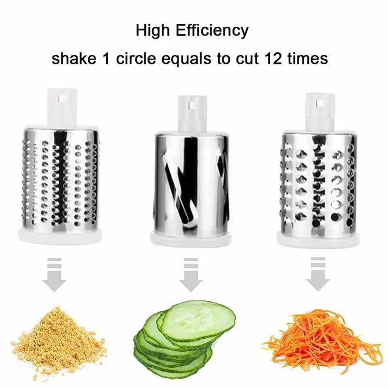 Hot Selling STOCK Spiral Slicer Drum Grater, Fast Fruit Cutter Cheese Grater Manual Hand Speedy Safe Vegetables Chopper