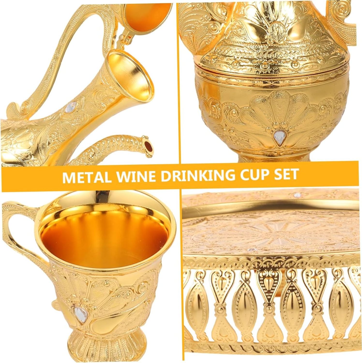 Vintage luxury royal Ethiopian French style wine coffee tea cup sets gilded wine pot ramadan gift tea set