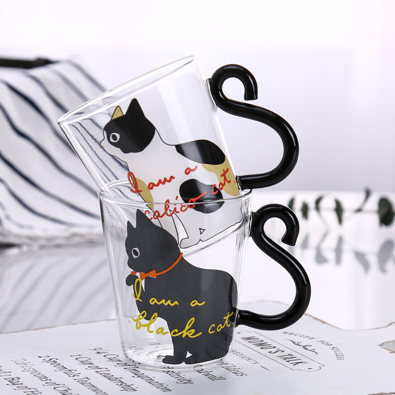 wholesale Cute Creative Cat Milk Coffee Mug Water Glass Mug Cup Tea Cup Cartoon Kitty Home Office Cup For Fruit Juice