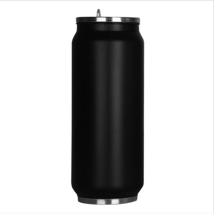 Fashion Creative Cans Stainless Steel Vacuum Flask Insulated Metal Sport  Water Bottles With Straw 500ml