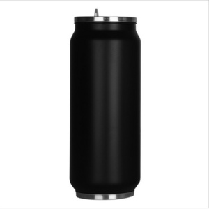 Fashion Creative Cans Stainless Steel Vacuum Flask Insulated Metal Sport  Water Bottles With Straw 500ml