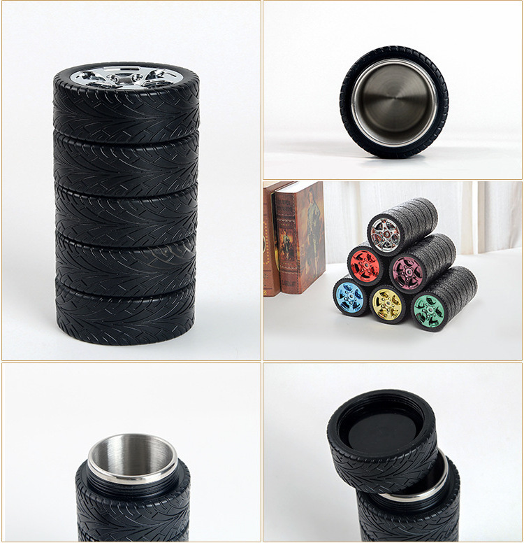 300ml Tire Design Insulated Tea Cup 304stainless Steel Metal Thermos Cup Multi Color Travel Coffee Cup