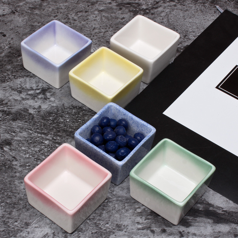 square mini  multi-color dessert soy vinegar oil catering restaurant multi-functional glass ceramic dinner plates