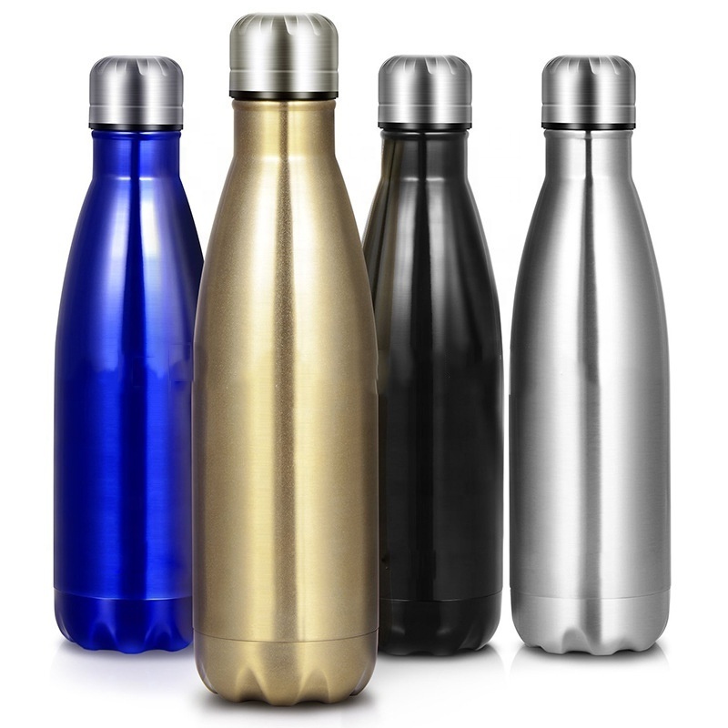 500ml Vacuum Sport Double Wall Copper Stainless Steel Thermo Cola Shape Drink Insulated Water Bottles with Custom Logo