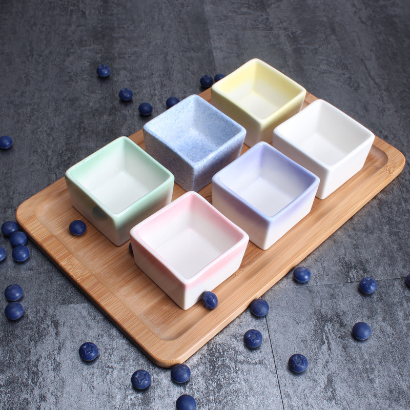 square mini  multi-color dessert soy vinegar oil catering restaurant multi-functional glass ceramic dinner plates