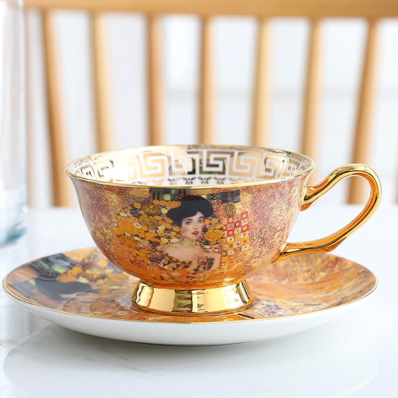 Hot-selling Elegant Bone China Coffee Cup Small Luxury Cup and Saucer Afternoon Tea Gold Ceramic Cup