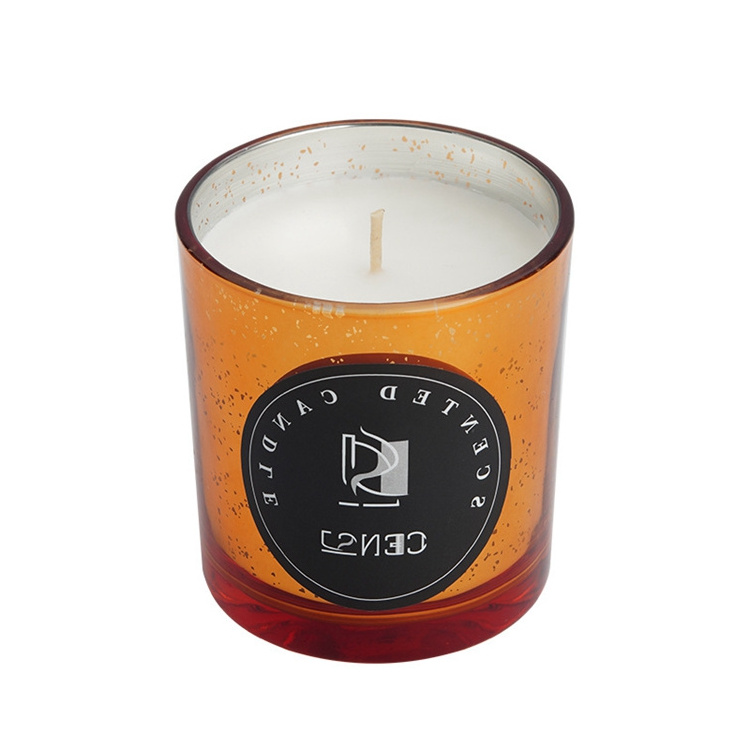 Luxury Branded Scented Candle Customized Frosted Glass Cup Bulk Order Fragrance Aroma for Home Decoration