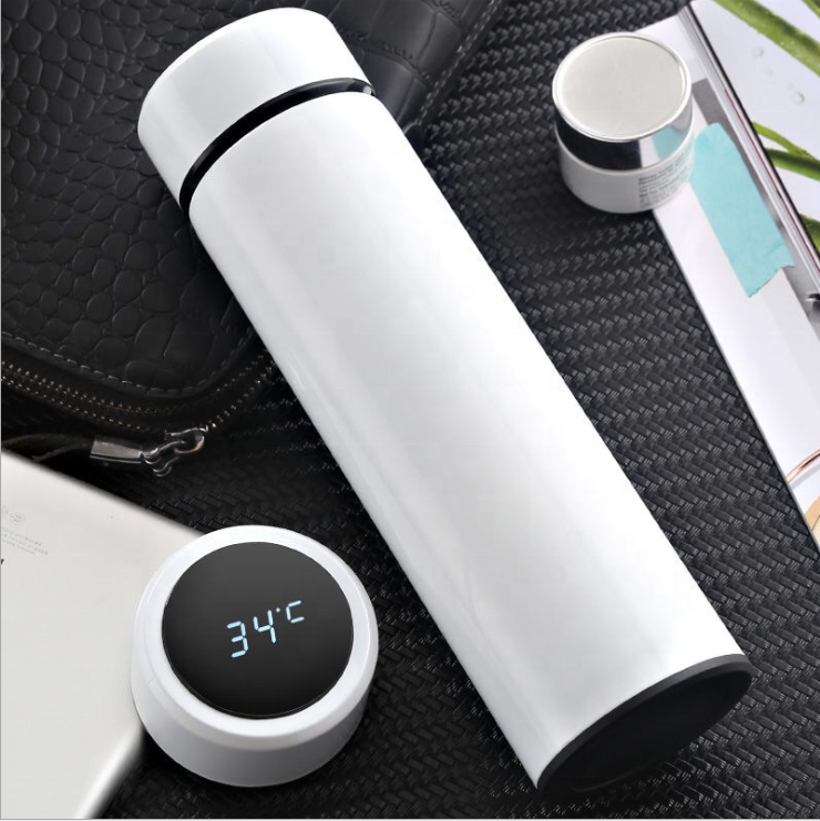 2023 New Products Stainless Steel Self Heating Thermos With Lcd Smart Touch Screen Temperature Vacuum Cup