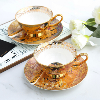 Hot-selling Elegant Bone China Coffee Cup Small Luxury Cup and Saucer Afternoon Tea Gold Ceramic Cup