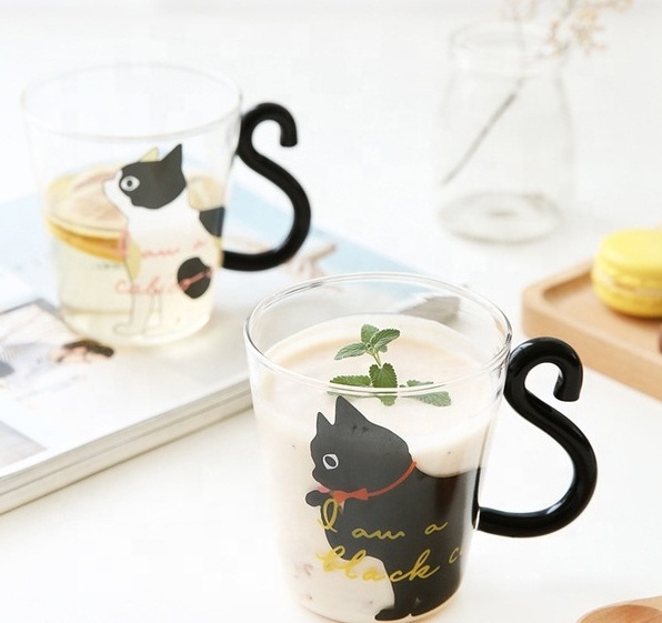 wholesale Cute Creative Cat Milk Coffee Mug Water Glass Mug Cup Tea Cup Cartoon Kitty Home Office Cup For Fruit Juice