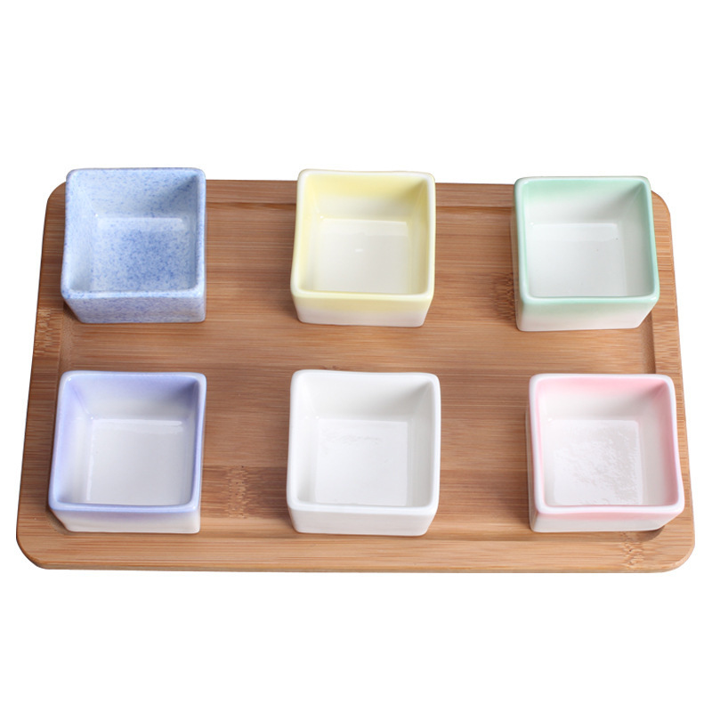 square mini  multi-color dessert soy vinegar oil catering restaurant multi-functional glass ceramic dinner plates