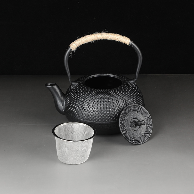 Japanese Large Capacity New Design Home Travel Outdoor Black Cast Iron Tea Coffee Kettle Pot Set