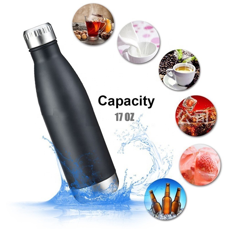 500ml Vacuum Sport Double Wall Copper Stainless Steel Thermo Cola Shape Drink Insulated Water Bottles with Custom Logo