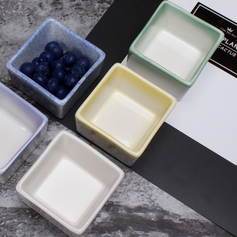 square mini  multi-color dessert soy vinegar oil catering restaurant multi-functional glass ceramic dinner plates