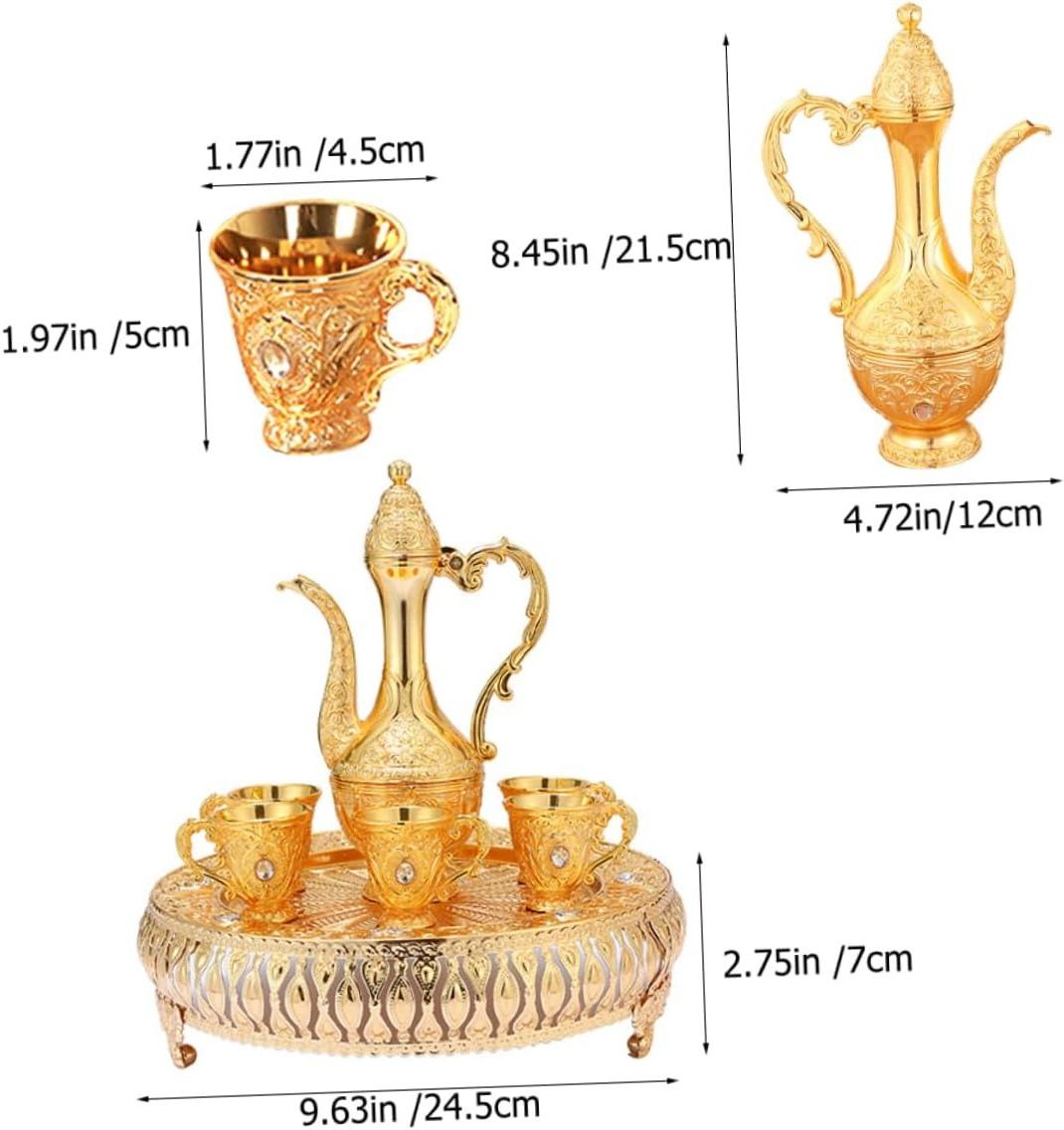 Vintage luxury royal Ethiopian French style wine coffee tea cup sets gilded wine pot ramadan gift tea set