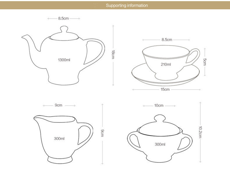 21 Pcs Luxury European Reusable Vintage Milk Bubble Tea Cup and Saucer Sets China Bone Coffee Tea Pot and Cup Sets